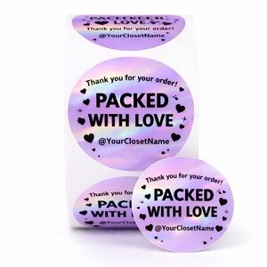 PACKED WITH LOVE Sticker - Thank You Poshmark Packaging Label Small Business